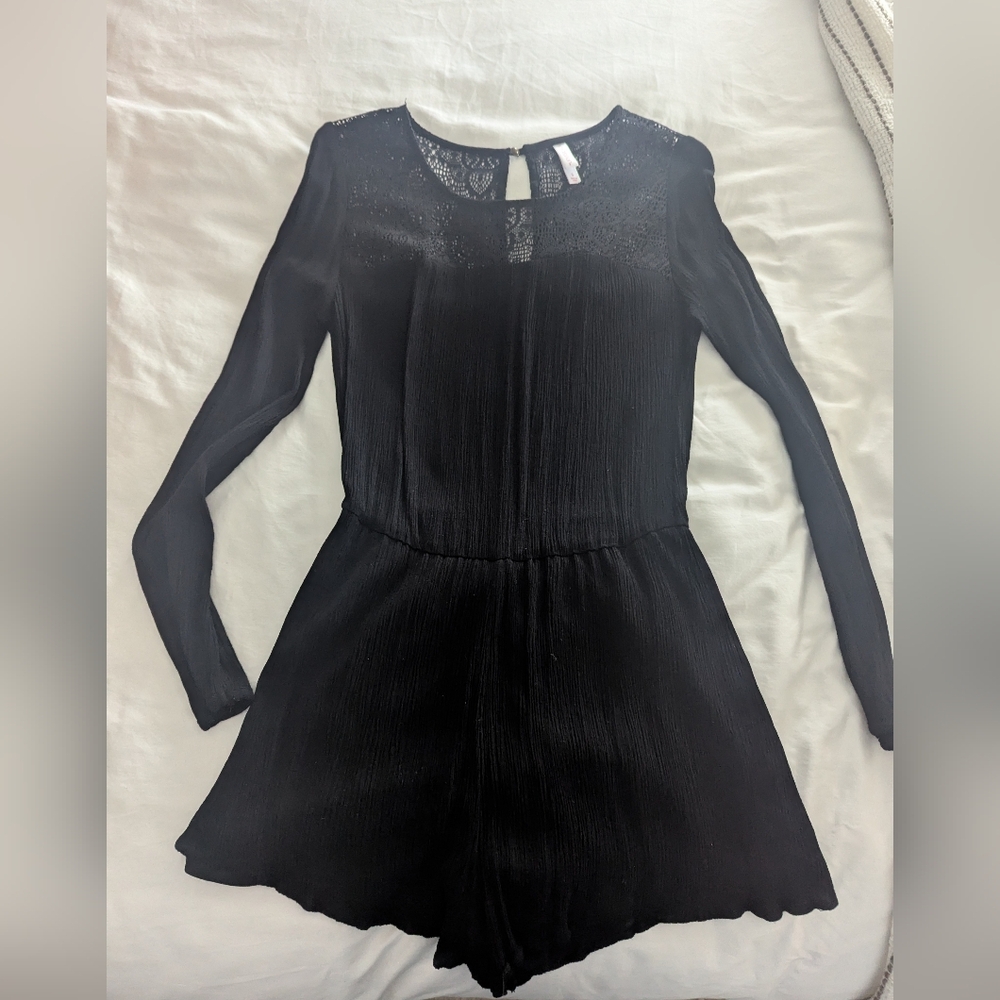Elegant Black Long Sleeve Romper
